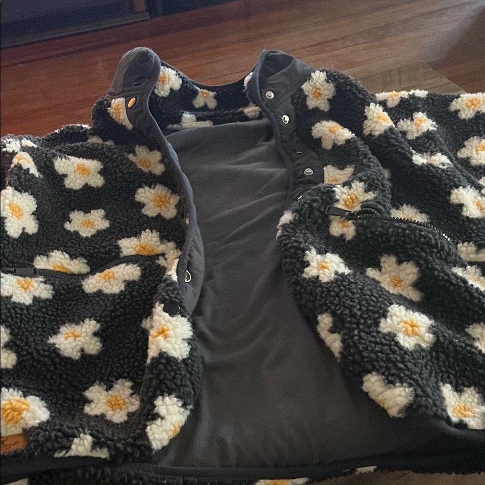 Simply Southern Black and White Floral  Puffer Jacket
